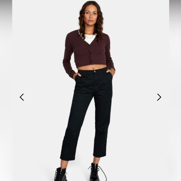 NWT Silvian Heach Deep Red Cropped Button Front Long Sleeve Cardigan Size XL - Picture 8 of 14